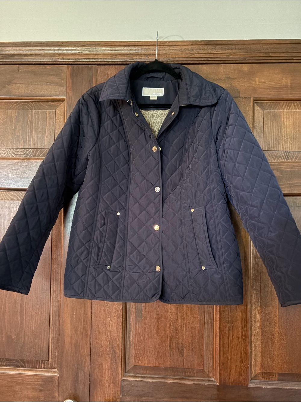 Michael Kors Navy Quilted Jacket L. Perfect for fall. Navy Blue